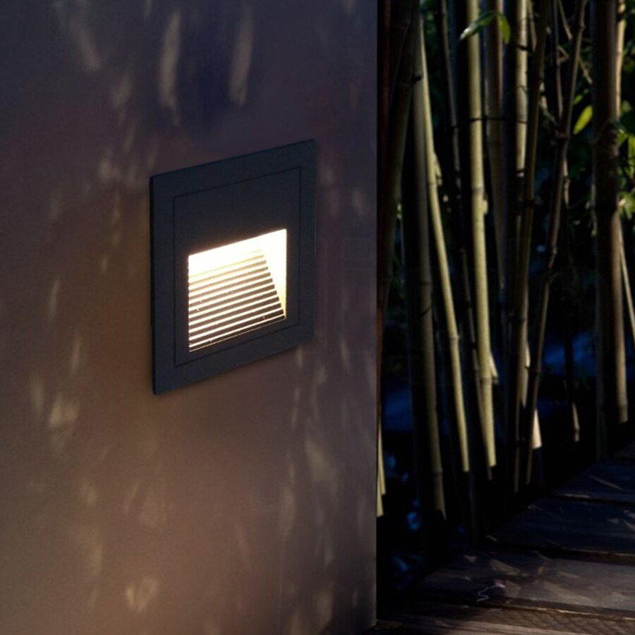 BEIAIDI 6pcs/Lot 3W LED Recessed Stair Step Light Outdoor Floor Stair Aisle Corner Light Villa Hotel Garden Footlight Wall Light