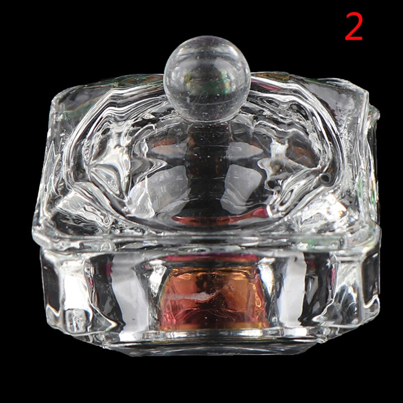 Rainbow Crystal Clear Acrylic Liquid Dish Dappen Dish Glass Cup With Cap For Acrylic Powder Monomer Nail Art Tool Kit: 2