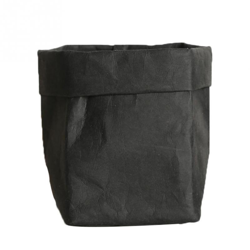 Mini macetero para plantas crasas reutilizables, maceta de papel lavable, macetas de flor de escritorio ecológicas, bolsa de almacenamiento para el hogar de uso múltiple: Black / 10x10x20cm