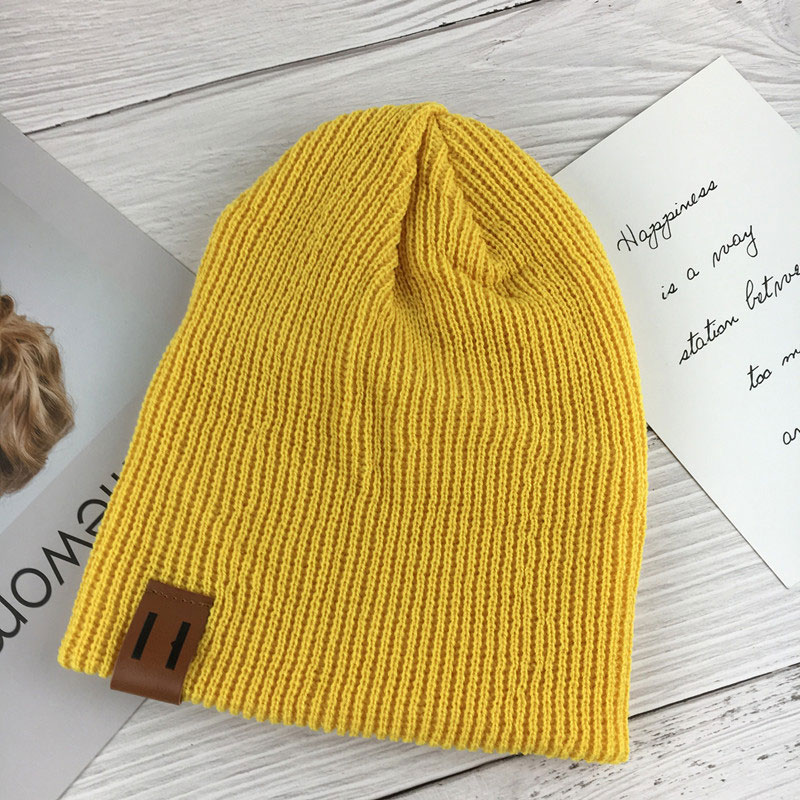 Baby Hoed Voor 3T Kinderen Kids Gebreide Cap Haak Solid Mutsen Jongens Meisjes Hoeden Hoofddeksels Peuter Kids Caps Accessoires: yellow