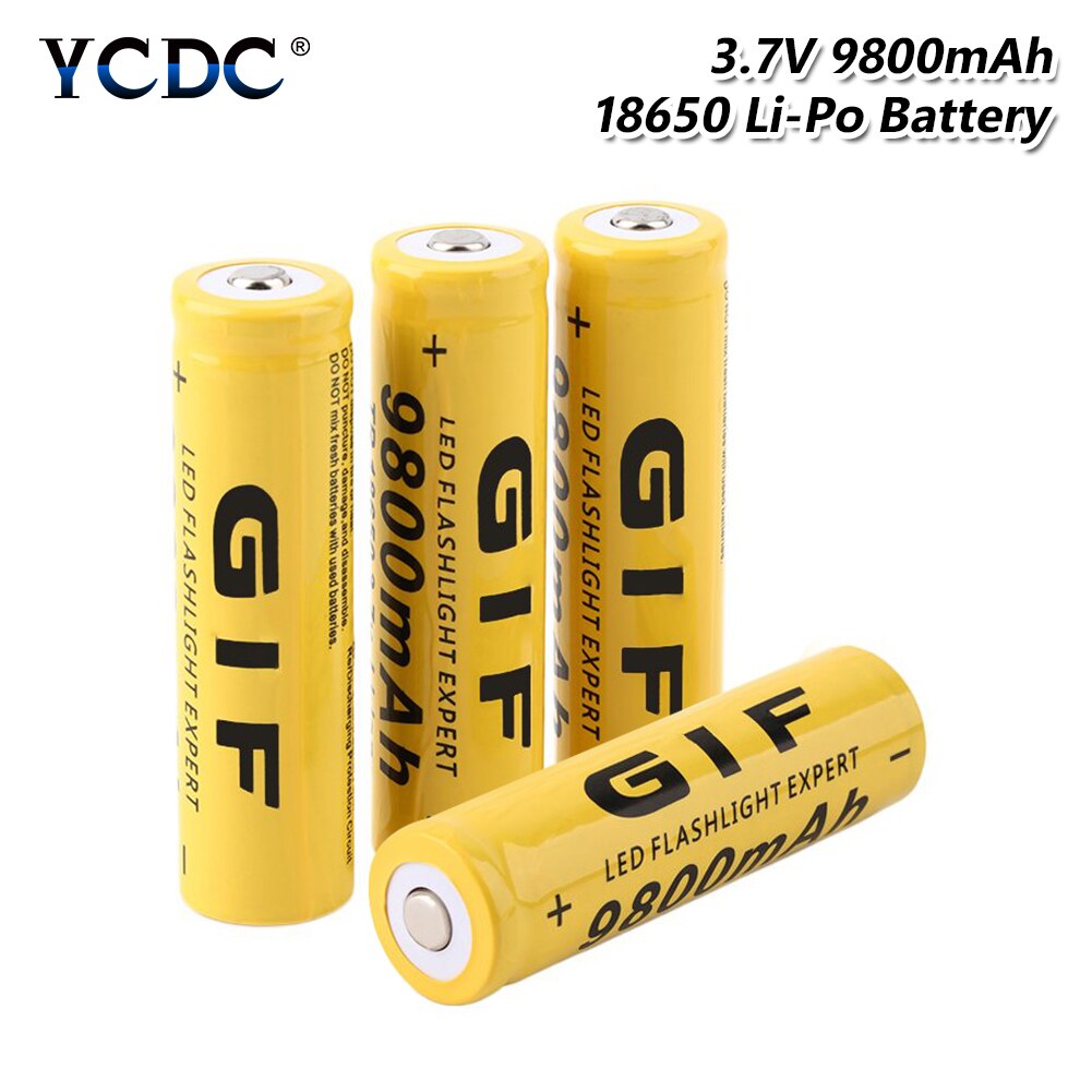 1/2/4/6/8x High Capacity 3.7V 9800mAh GIF 18650 Battery 3.7 Voltage 18650 Rechargeable Lithium Batteries Li Ion 18650 Case