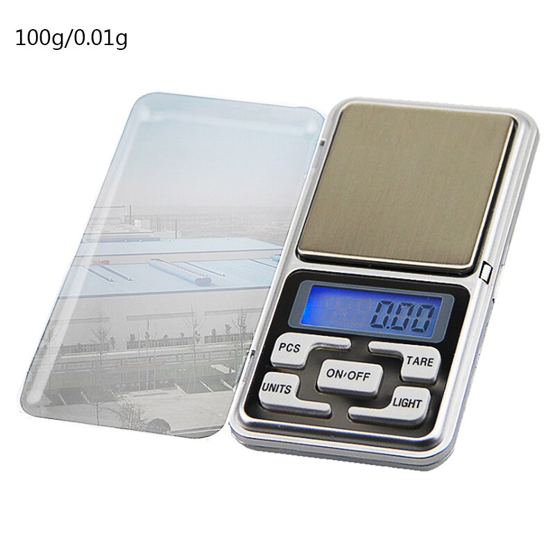 Mini balanza Digital de alta precisión 100/200/300/500/1000g 0,01/0,1g retroiluminación bolsillo eléctrico gramo para joyería ligera: 100g-0.01g