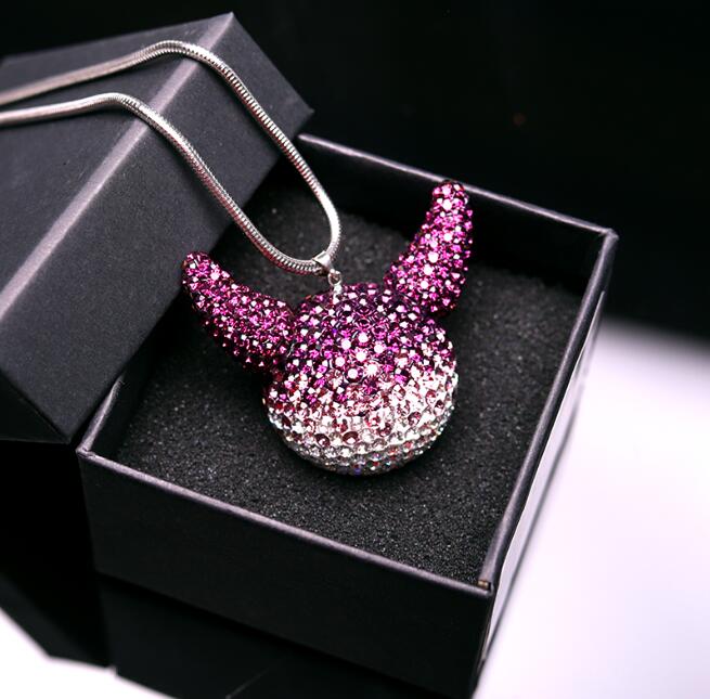 Diamond Devil Car Ornaments Hanging Pendant Cute Cartoon Evil Bling Crystal Rhinestone Ball Auto Rear Mirror Pendant Accessories: purple evil