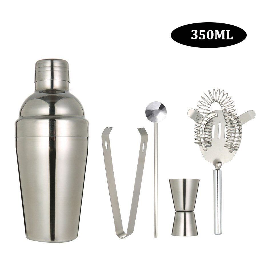 BIUBIUTUA Stainless Steel Cocktail Shaker Mixer Wine Martini Boston Shaker For Bartender Drink Bar Tools 550ML/750ML: 350ml 5pcs