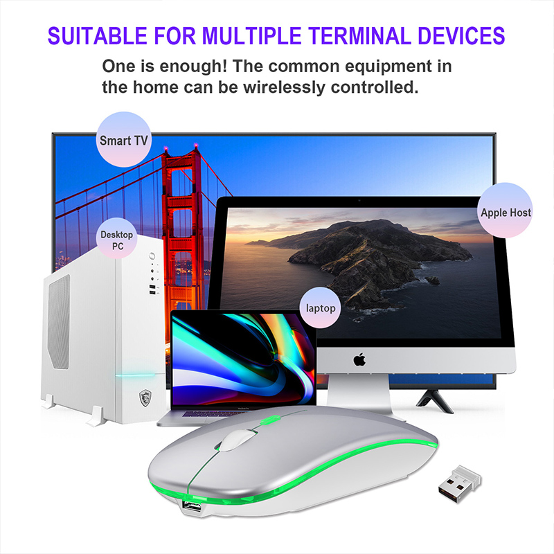 1600 Dpi Draadloze Muis Ergonomie Usb Opladen Stille 2.4Ghz Bluetooth Mause Gaming Muis Voor Pc Laptop Kleurrijke Verlichting