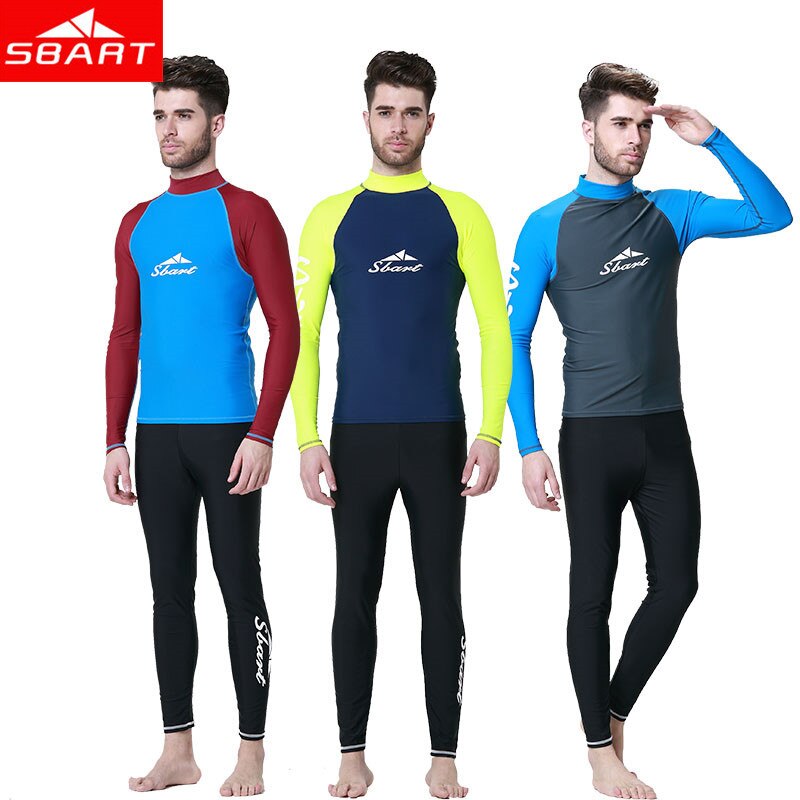 SBART Long Sleeve Rashguards Swim Shirts Men Summer Anti UV Quick Dry Surf Rash Guards Shirt UPF 50+ Scuba Diving Suits T-Shirts