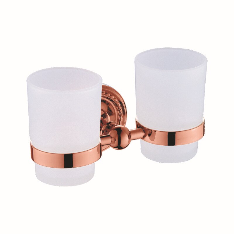 Accessoires de salle de bain en or Rose, ensemble de porte-savon en laiton, porte-papier de toilette: Double cup