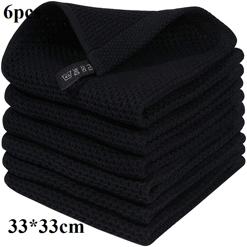 Homaxy 4/6Pcs Cotton Kitchen Towels Ultra Soft Dishcloth Magic Cleaning Cloth Absorbent Cleaning Towel Thickened Wipe Wash Towel: green