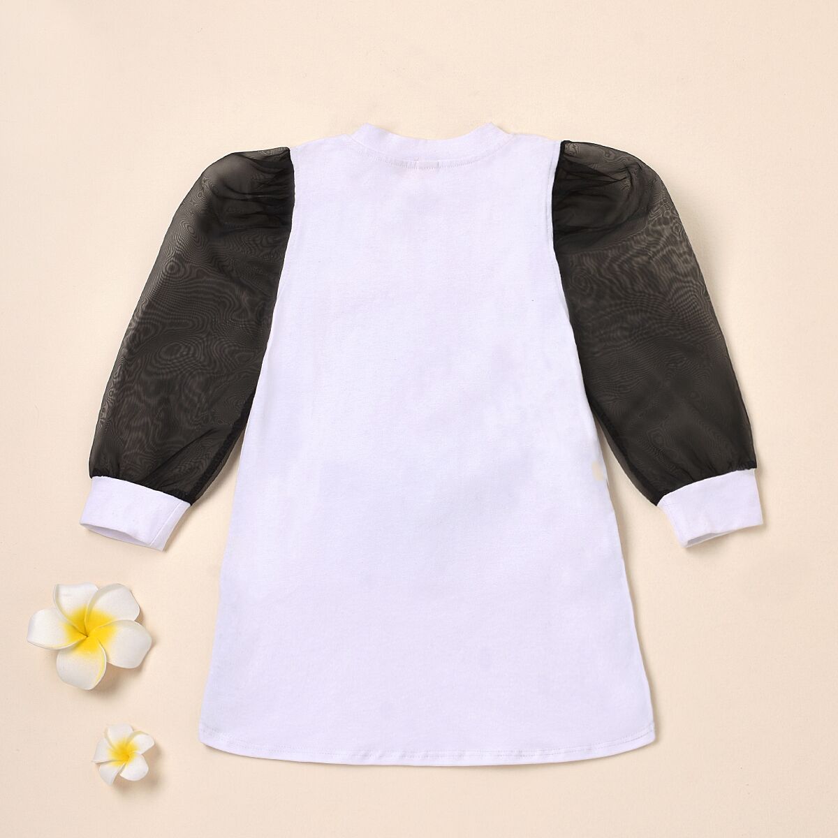 Ensemble deux pièces décontracté pour filles, haut à manches longues à col rond + jupe courte, couleur unie, noir/marron