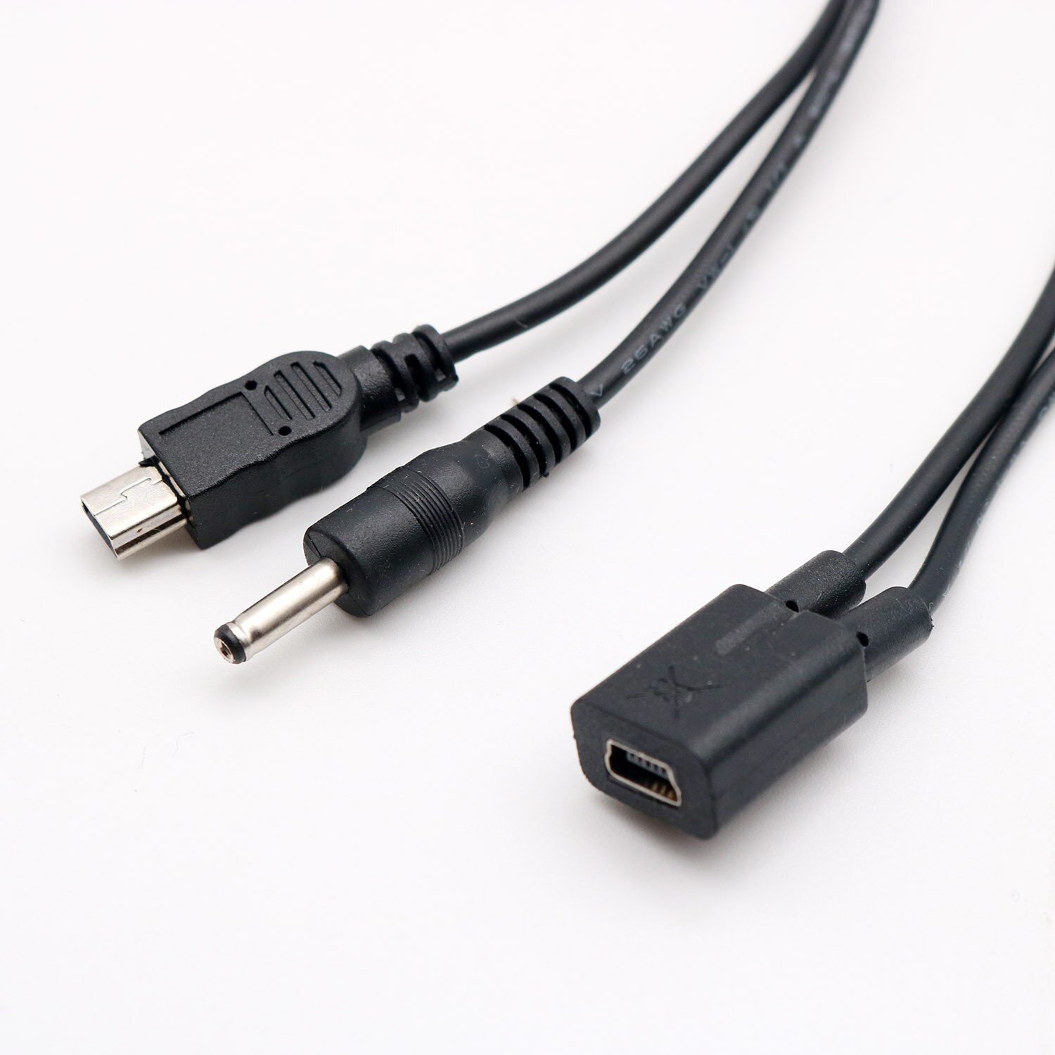 1pc Mini USB 5 Pin Female naar Mini Usb 5 Pin Male + DC 3.5mm x 1.35mm mannelijke Splitter Adapter Kabel Voor GPS Navigatie