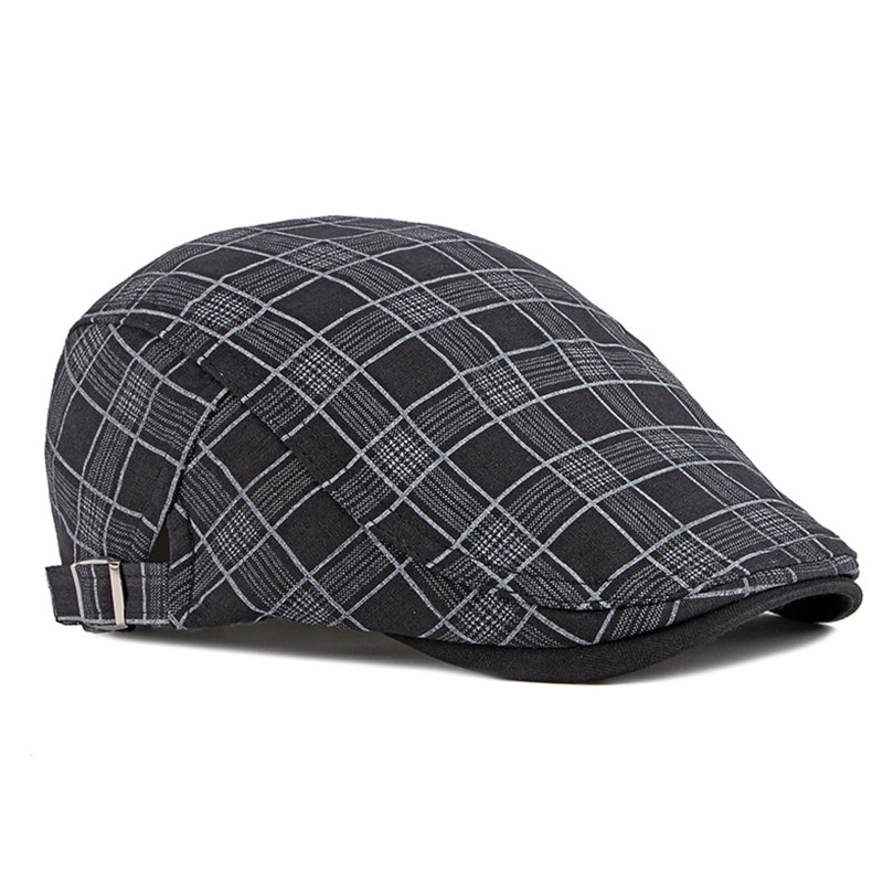 Fine Stripe Lattice Berets Hat Women Men Spring Summer Plaid Visors Red Green Blue Duckbill Herringbone Flat Cap