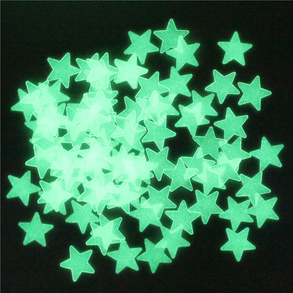 50PC Kids Bedroom Fluorescent Glow In The Dark Stars Glow Wall Stickers Stars Luminous luminous glow sticker color