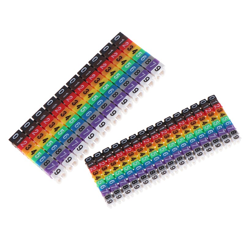 150 unids/lote marcadores de Cable coloridos tipo C Etiqueta de número de marcador para Cable de 2-3mm