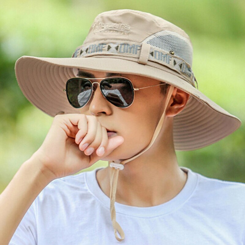 Summer Fishing Hat Man Women Wide Breathable Mesh Fishing Cap Beach Hats Sun Men's Outdoors UV Protection Shade Hat