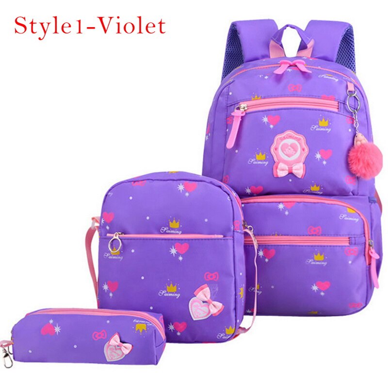 3 Pcs Afdrukken Schooltas Voor Kinderen Kids School School Rugzakken Voor Meisjes Tiener Roze Paars Bagpack: 12