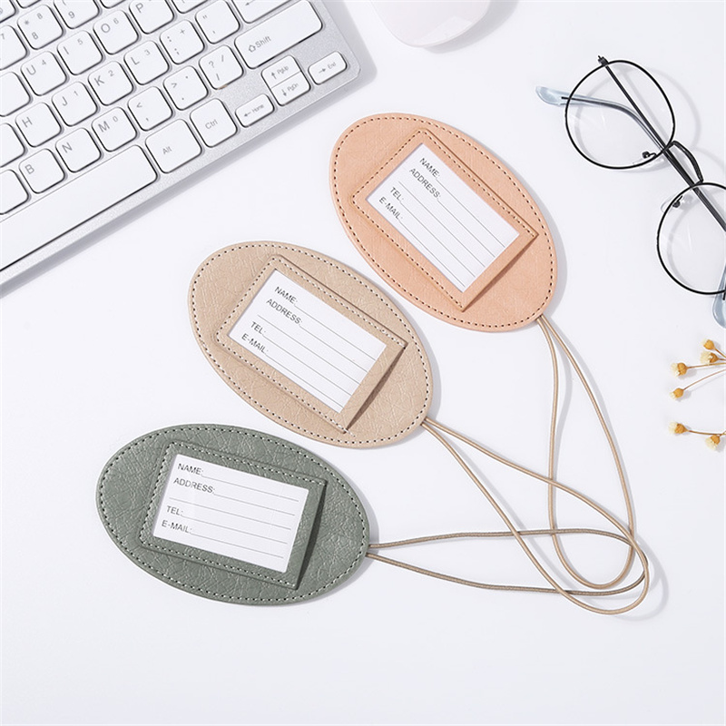 1PC Travel Accessories Luggage Tag Round PU Leather Suitcase ID Addres Holder Baggage Boarding Women Men Portable Label