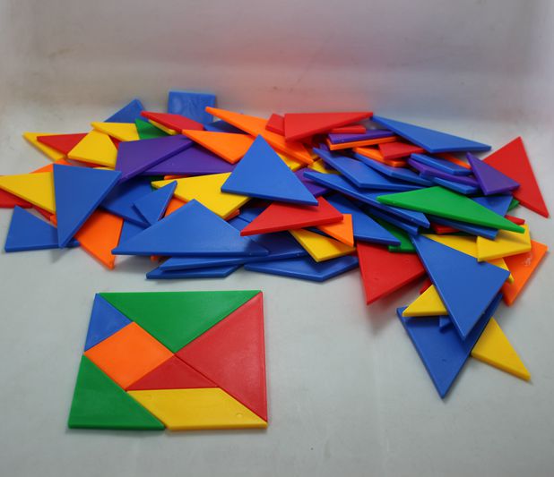 100PCS Plastic Tangram Learning Resources Classpack Tangrams Travel Tangram Puzzles Game Tangrams Jigsaw Shapes Dissection Toys