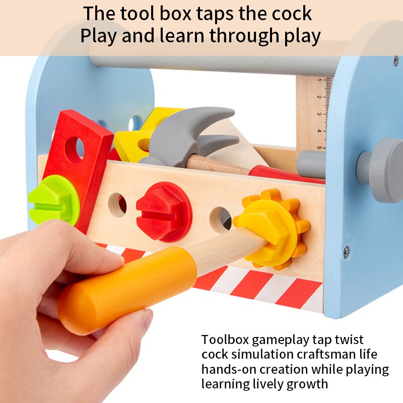 Baby Wooden Toy Kids Handle Tool Box Games Learning Educational Wooden Tool Toy Screw Assembly Toys For Children