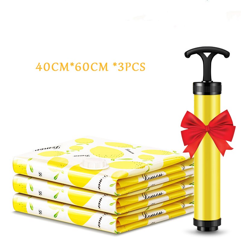 3/6Pcs Home Vacuum Storage Bags Foldable Compressed Air Organizer Bag for Clothes with Travel Bag Pump Space Saving Seal Packet: A 3pcs