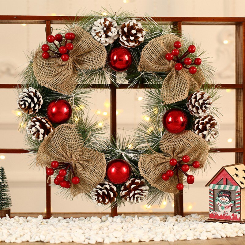 Kerst Kunstmatige Bloemen Krans Handgemaakte Rotan Hanger Krans Winkelcentrum Deur Thuis Decoratie