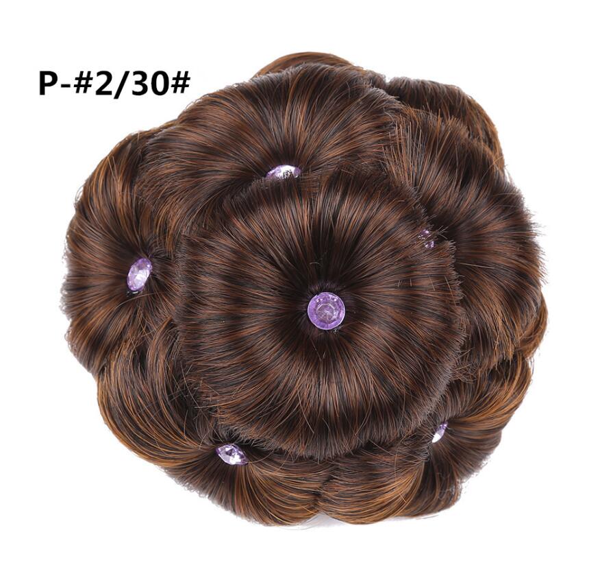 Golden Beauty Women's Synthetic Hair Curly Chignon With Plactic Comb Bride Wedding Clip In Hairpiece Extensions: #30