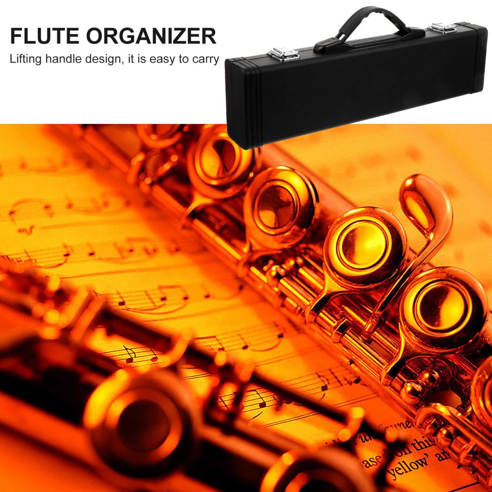 Black PU Leather Flute Case Shatter-resistant Flute Accessory Storage Box