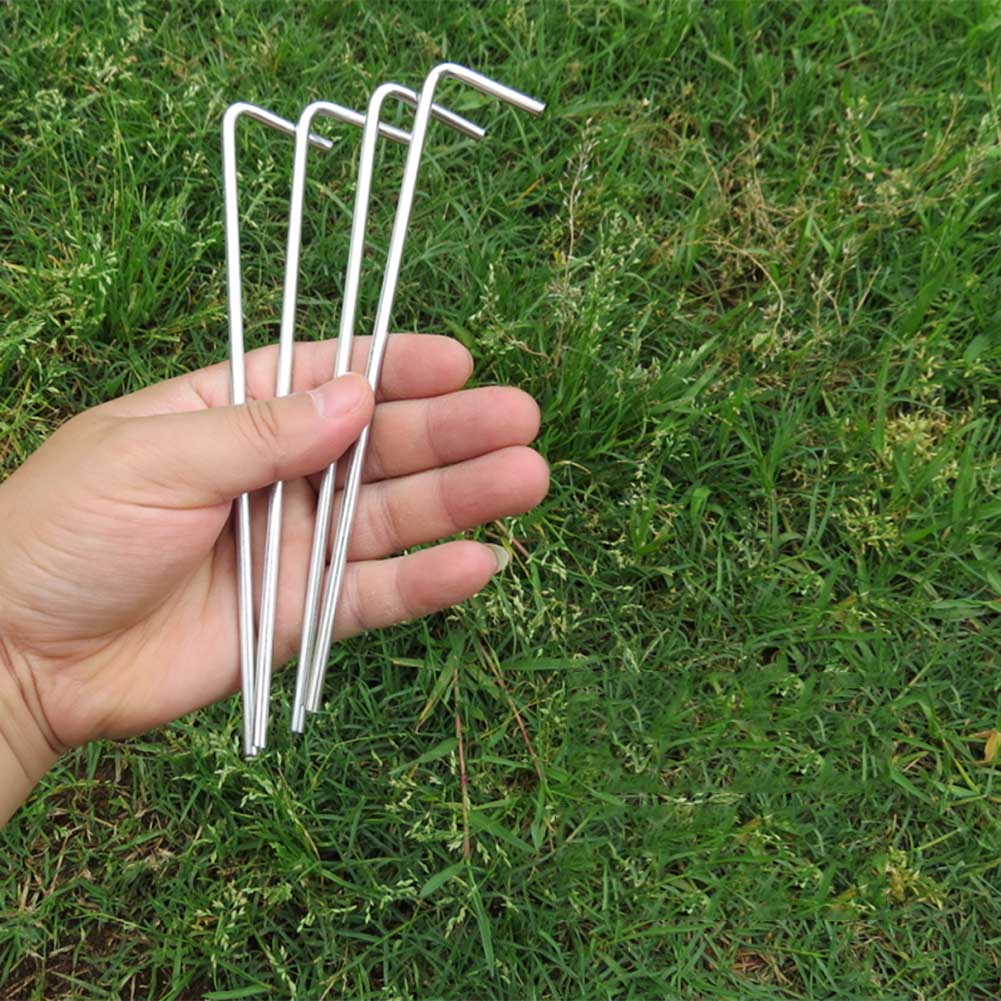 10 pçs barraca de acampamento pegs pregos aço metal durável resistente para caminhadas ao ar livre estacas ao ar livre ferramenta acampamento acessórios