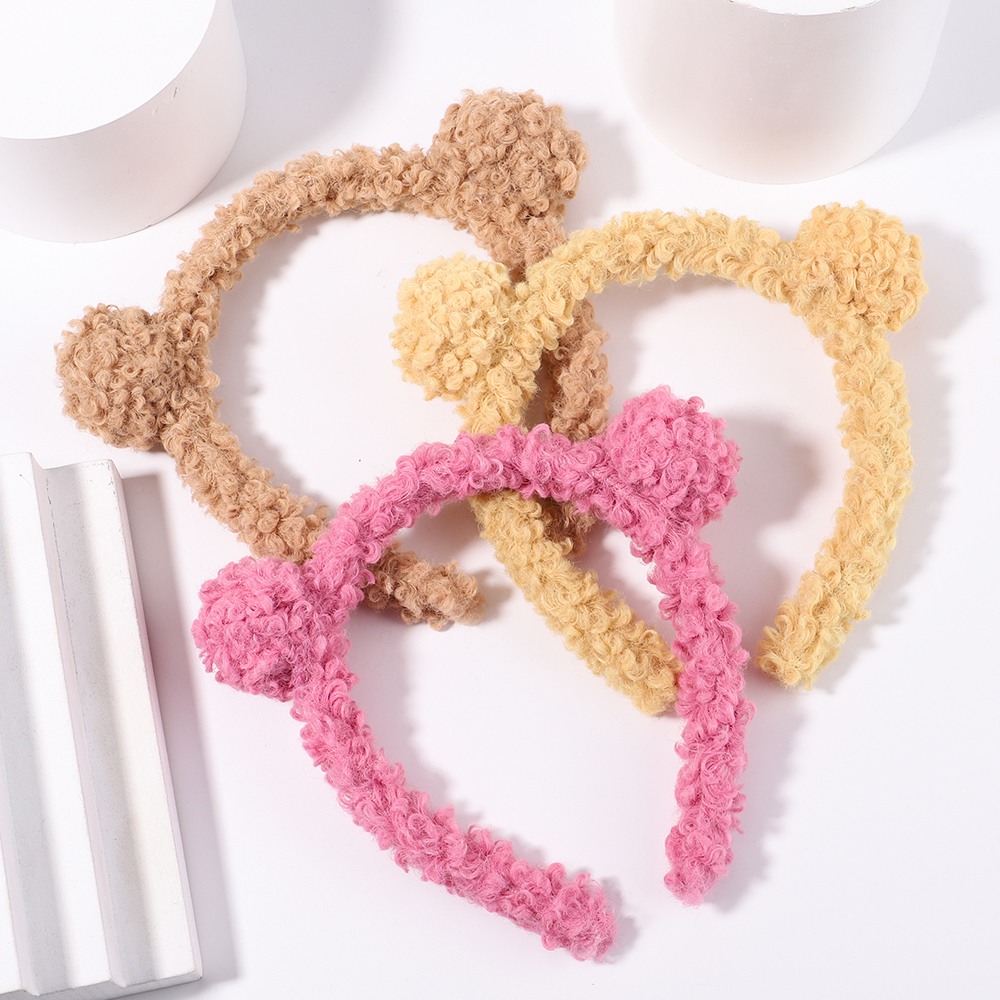 Nuevas niñas lindas orejas de oso aros de pelo de felpa para niñas niños encantadoras diademas diadema niños accesorios para el cabello de de invierno