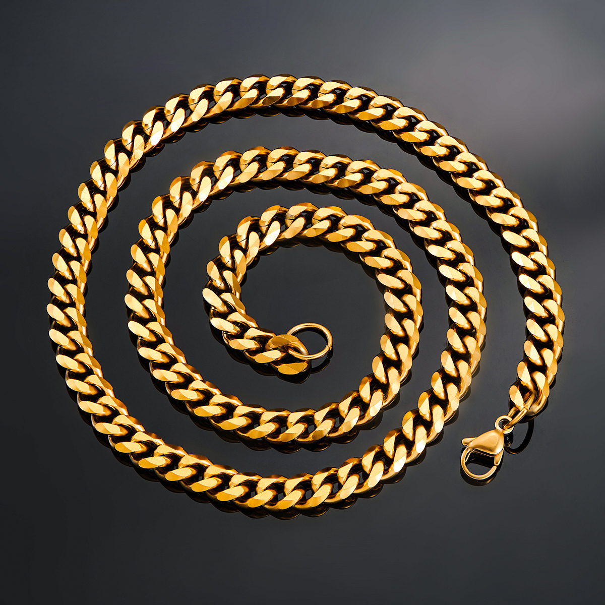 Cadenas de eslabones cubanos de acero inoxidable de Color dorado de 3,6mm/5mm/6mm/7mm/8mm, collar grueso clásico para hombres y niños de 14 a 30 pulgadas