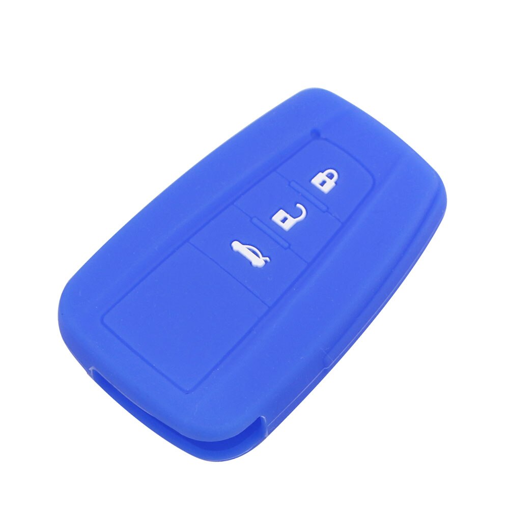 Carmilla Silicone Car Key Fob Cover Case for Toyota CHR C-HR Camry Prius Prado - 2 3 Buttons Remote Keyless: 3 buttons blue