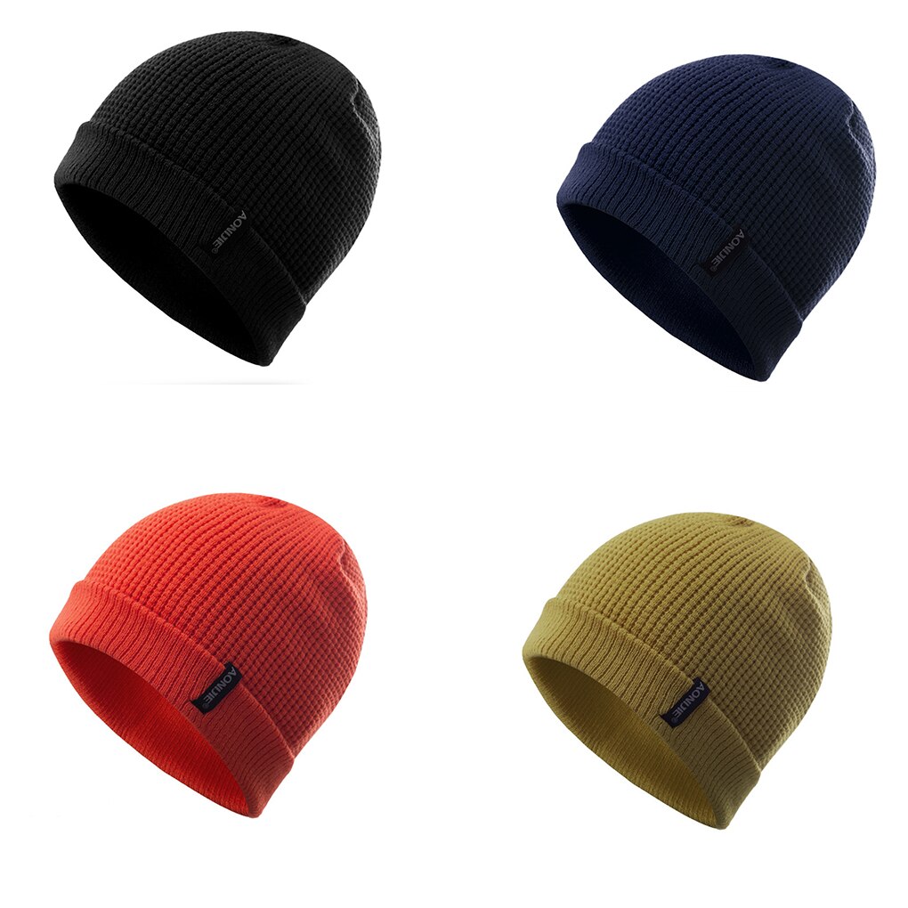 Unisex Solid Color Winter Knitted Beanies Hip-hop Snap Slouch Outdoor Hat Men Women Skiing Warm Cap