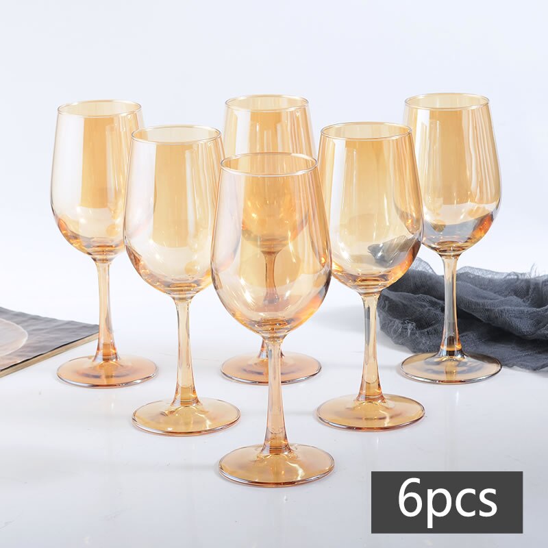 Wine Glass Gold Painting Goblet Glasses Champagne Flutes Cups Home Party Wedding Cocktail Glasses Juice Cup: 6PCS 300ML