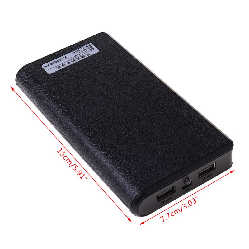 Dual USB Power Bank 6x 18650 External Backup Battery Charger Box Case For Phone