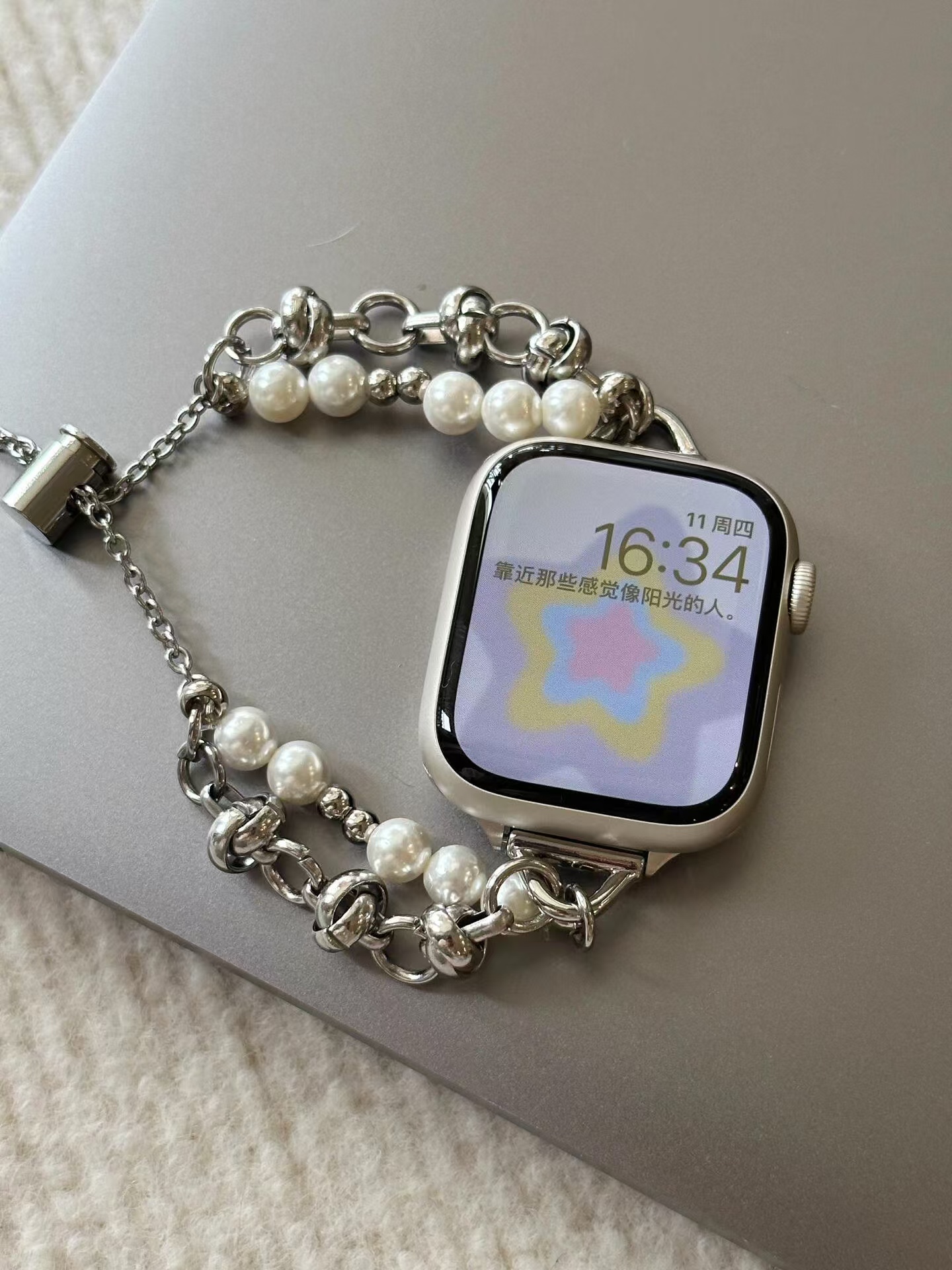 Verstelbare link band Voor Apple Horloge band Serie Ultra 10/9/8/7/6/5/4/3/2/1 SE 38mm 40mm 41mm 42mm 44mm 45mm 46mm 49mm: WHITE / 14mm