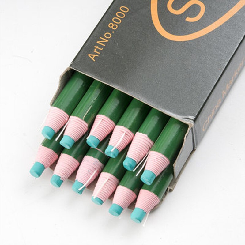 STANDARD Sewing Chalk/Crayon/Pastel Cut-free Sewing Pen For Tailor Clothes/Garment/Fabric Sewing Tools Pencil/Chalk/Marker 8000: Green-12piece