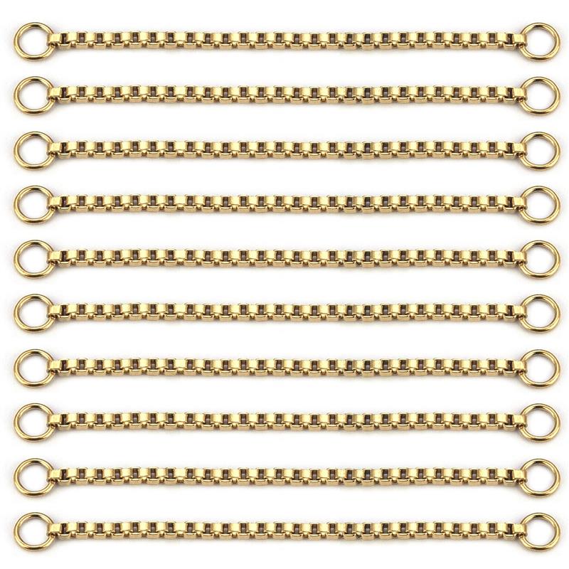 10 Uds. De cadena de extensión soldada de acero inoxidable de 3cm/5cm, collar dorado, extensor de pulsera, cadenas de cola para suministros de joyería DIY: Rojo