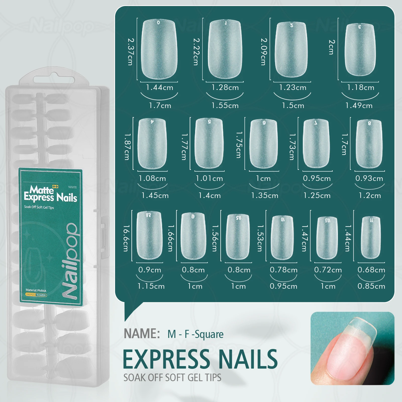 Nailpop 240 stks Matt Nail Capsule Gloednieuw Pre-buff Nail Tips voor Uitbreiding Hoge Matte Express Nagels Premium manicure: green