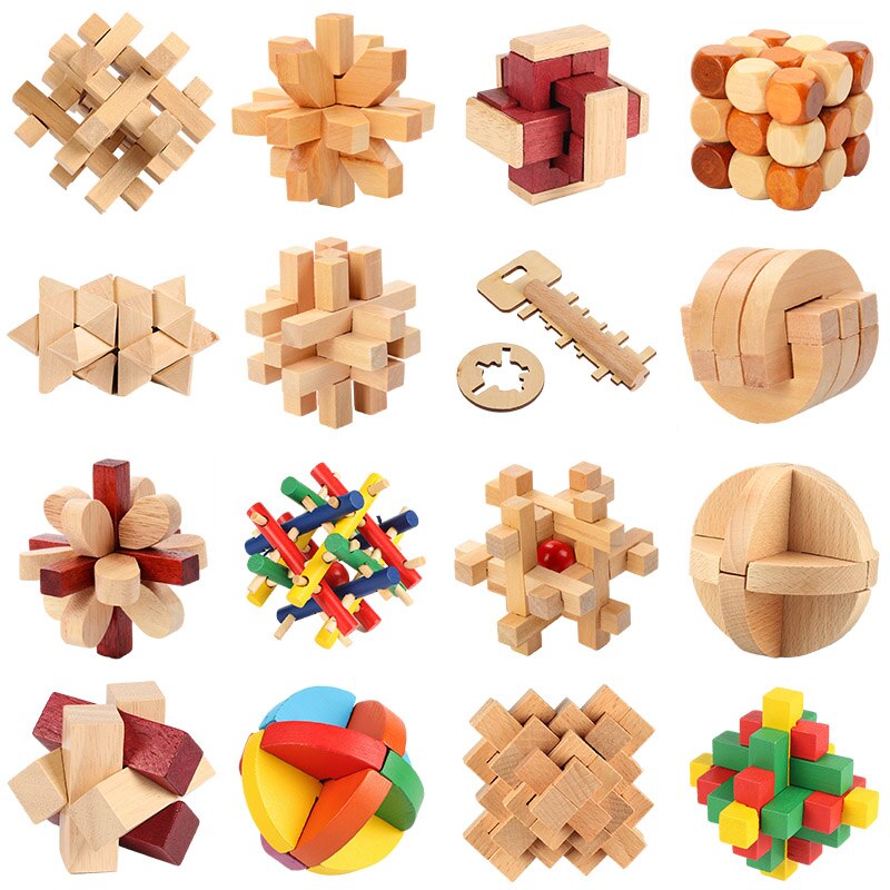 Kong Ming Luban Lock Chinese Traditional Toy Unique 3D Wooden Puzzles Classical Intellectual Wooden Cube Educational Toy Gi