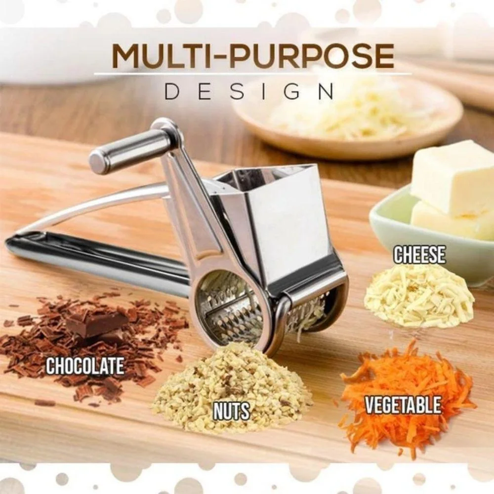 Handheld Rotary Cheese Grater, Cheese Hand Grater Kitchen Craft Stainless Steel Cheese Vegetable Grater Shredder with Handle