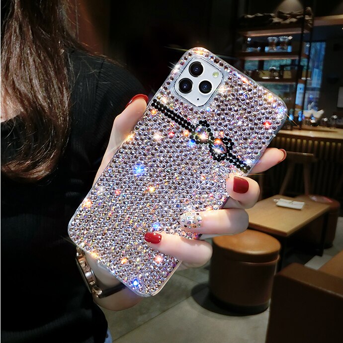 Apple 12ProMax rhinestone mobile phone case luxury ladies with diamond high-end iphone11 protective cover tide cases