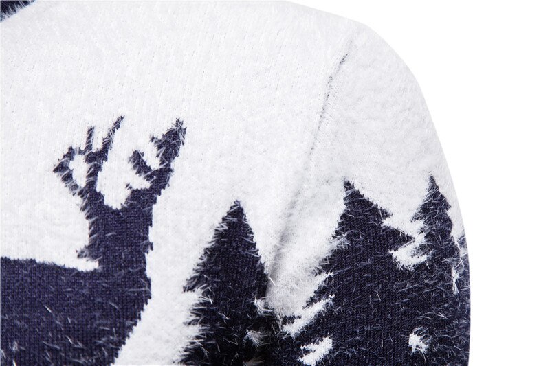 Vinter juletrøje juletræ hjorte print herre sweater afslappet o-hals mandlige pullovere slanke trøjer trækker mænd