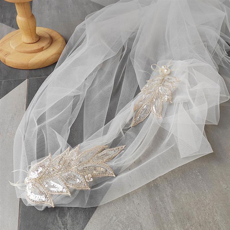Coiffe à la main blanc mantille Sequin voile mariage voile cheveux accessoires chapeaux pour mariage femmes mariée