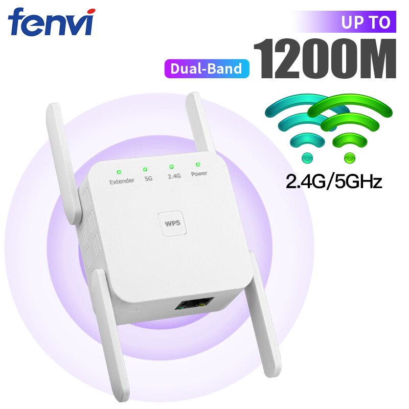 Amplificatore Wifi 2.4G/5G 1200M WiFi Booster Router Extender segnale a lungo raggio amplificatore 300M punto di accesso Booster segnale Dual Band: US Plug / 2.4G 5G