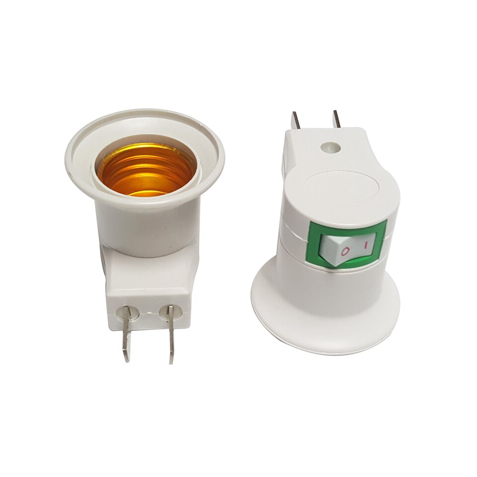 US E27 socket plug with AC 110V-220V ON-OFF switch LED night light bulb lamp socket base holder E27 plug adapter