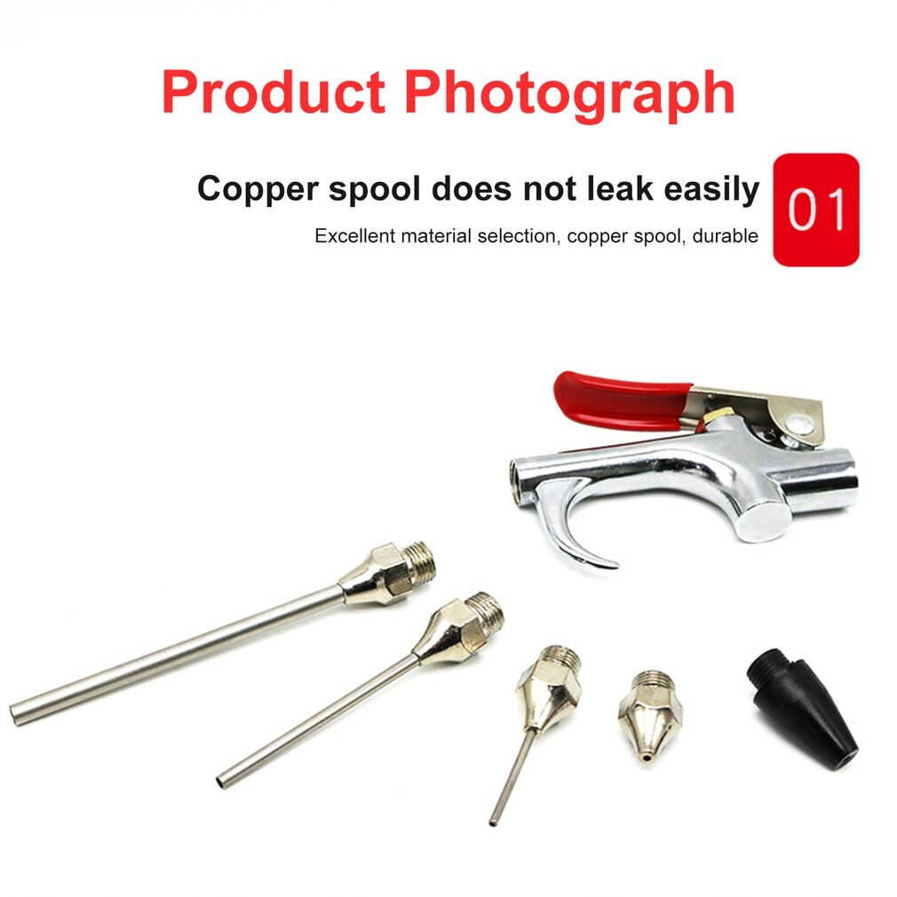 5Pcs/7Pcs Air Compressor Tools Kit Air Blow Gun Set with 5 Interchangeable Nozzles and Over-Sized Trigger Tool Set