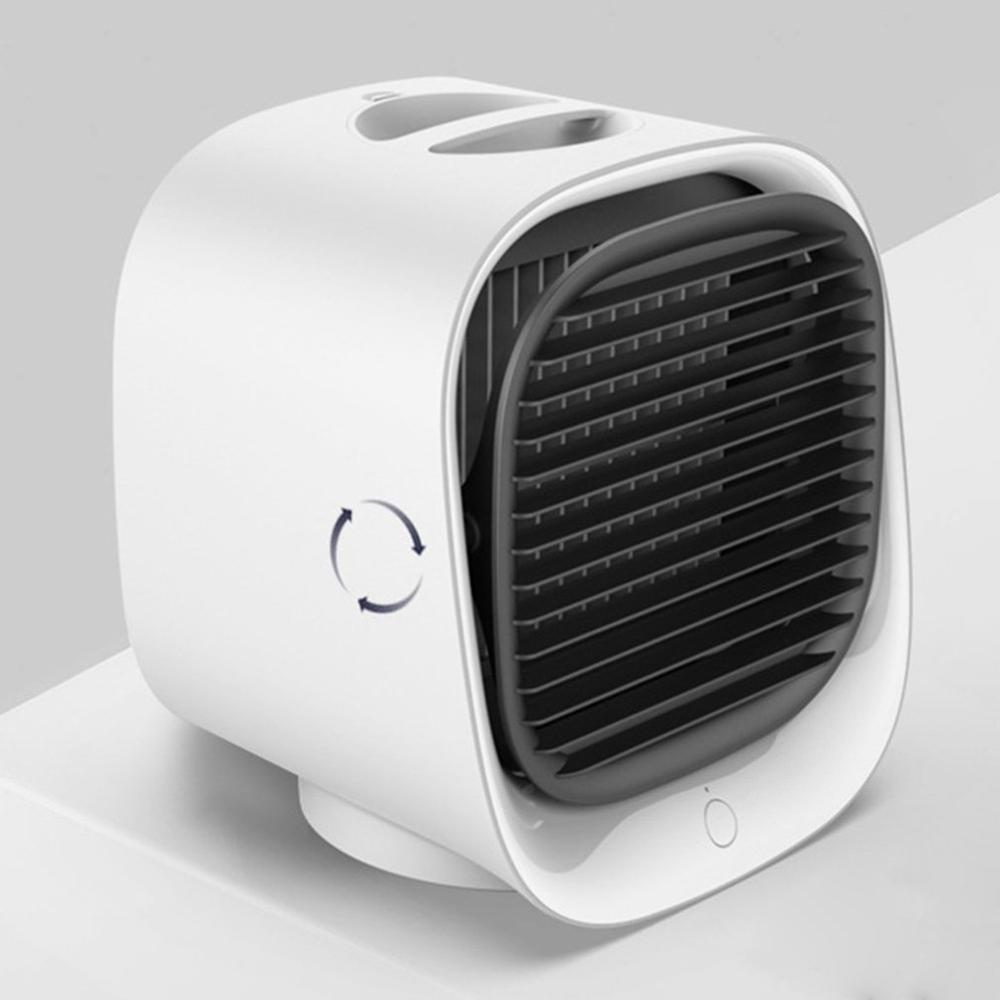 Mini Air Cooler Fan Desktop Air Conditioner with Night Light USB Water Cooling Fan Humidifier Purifier Multifunction Summer: white