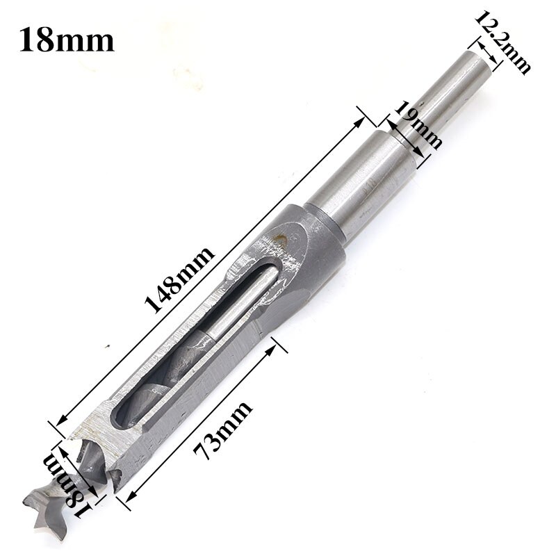 1pc HSS Square Hole Saw Mortise Chisel Wood Drill Bit with Twist Drill: 18mm