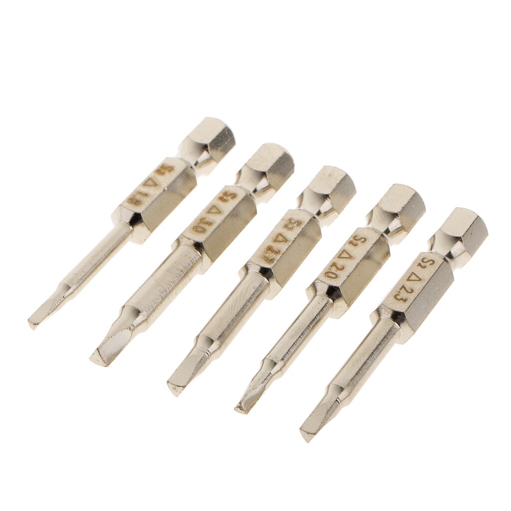 5 deler magnetisk trekant skrutrekker bits 1/4 sekskantet skaft 1.8/2/2.3/2.7/3.0 mm