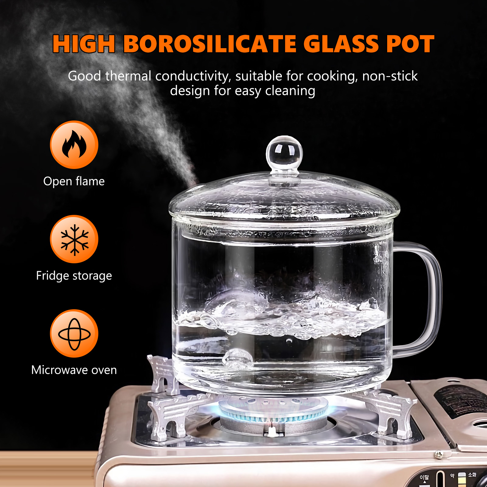 1pc Transparent Heat-resistant Multipurpose Noodle Pot Simmer Pot Stew Pot for Kitchen Home Restaurant