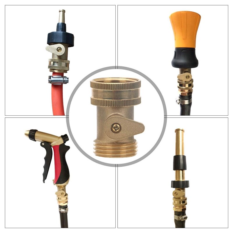 3/4 tommer massiv messing afspærringsventil haveslangetilslutning , 2 pakke kraftig vandslange sluk kugleventil adapter fittings med